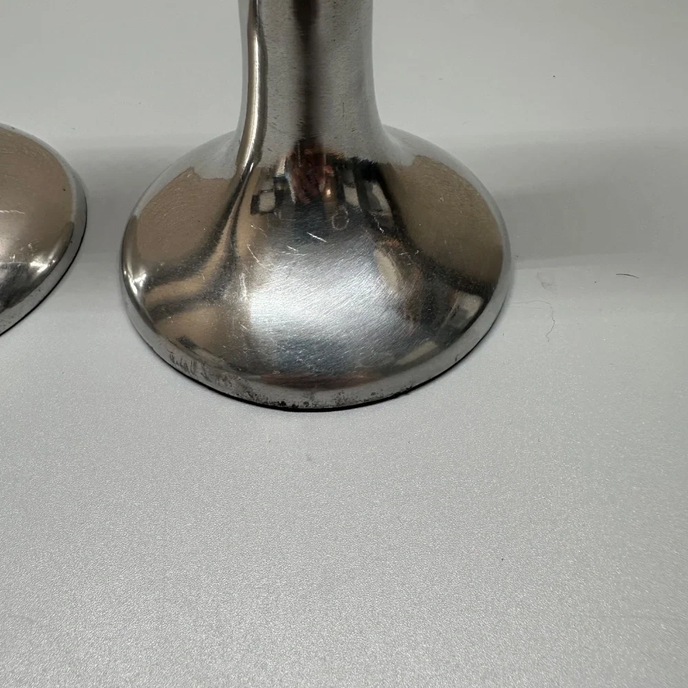 Pottery Barn Set of Three Egg Silver Tone Metal Taper Candle Holders
